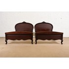 Romweber Style Antique French Provincial Louis Xv Mahogany Twin Beds  Pair