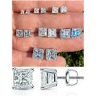 Certified 0 60 - 12 00 Ct D fl Moissanite Princess Stud Earrings 18k White Gold