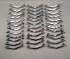 Vintage Mid Century Modern Chevron Drawer Pulls Lot Of 36 Need Refinishing  read