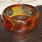 Vintage Rare Reverse Carved Bakelite Bracelet Tested Apple Juice Flowers