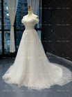 Wedding Dresses Off The Shoulder Sweep Train Lace Applique A Line Bridal Gowns