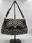 Vintage Y2k Coach Soho Pleated Flap Hobo Bag Black Gray Signature Canvas F13739