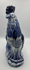 Ceramic Blue And White Chinoiserie Pierced Rooster Bird 15  High