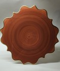 L objet Pedestal Cake Stand  Orange 24k Gold Trim 14  Diam     5 5  H -rare-