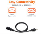 Black Replacement Cable For Electronics 6ft 3-prong Ac Power Cord 10a 125v