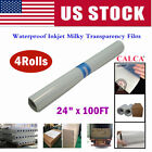 4roll 24  X 100ft Waterproof Inkjet Milky Transparency Film For Screen Printing