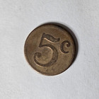 Vintage 5 Cent Brass Trade Token 21mm