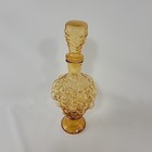 Vintage Italian Amber Glass Decanter With Stopper Embossed Grapes