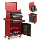 Rolling Tool Chest Lockable 5-drawers Tool Cabinet With Detachable Tool Box Red