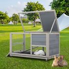 36inches Wood Rabbit Hutch Small Bunny Cage W  Removable Tray roof In outdoor