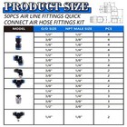 50pcs Air Line Fitting Kits  Npt Thread Push To Connect Fittings  Nylon Tubing 