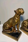 Rare Vintage 1925 Pair Marion Bronze Clad Cat Lion Lioness Art Deco Bookends 