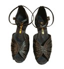 Nwot Almadanza Sz 8 5 Latin Dance Shoes Womens Black Satin Suede Sole 1 5  Heel