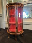 Vintage Curved Glass Mini Wood Curio Cabinet 23 In Tall 13 In Wide 6 5 Deep 