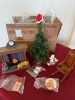 Vintage 1 12 Miniature Christmas Set Taiwan Fireplace Rocking Chair Horse New