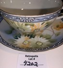 S k Floral Moriage Blue   Yellow Ceramic Teacup   Saucer Vintage Japan
