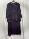 R m Richards 22wp Plum Mother Bride groom Sequined Lace Maxi Dress Jacket Set