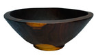 Antique Vintage Hand Carved Hand-hewn Wooden Bowl Primitive Rustic Footed 2 Tone