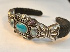 Carolyn Pollack Sterling And Multi Gemstone Leather Hinged Bracelet And Pendant