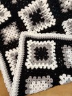 Afghan Sofa Throw  46 x 46  Black White   Gray Crochet Handmade New   Never Used