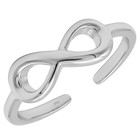 925 Sterling Silver Infinity Toe Ring Adjustable Open Band Rhodium Women