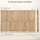 6-panel Wooden Room Divider Privacy Screen With Palm Leaf Design Panels For Home