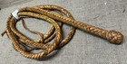 Vintage Leather Weaved Bullwhip Braided Whip Cowboy Western