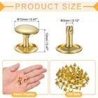 120 Set Leather Rivets 12mm Double Cap Rivet Tubular Metal Studs Gold