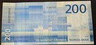 2016 Norway Norwegian Blue 200 Kroner Banknote World Currency Paper Money