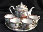 Beautiful Vintage Chinese Imperial Court Porcelain 6 Piece Tea Set W tray
