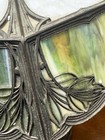 Antique Bradley And Hubbard Art Nouveau Floral Slag Glass Bent Lamp Green