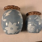 Pfaltzgraff Patio Garden Jars One Large 8 25    One Medium 7    Tallblue Floral