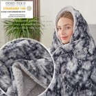 Queen Size Fleece Blanket 90x90 Soft Plush Warm Tie Dye Grey Throw Winter Bed