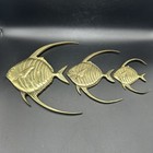 Set Of Three  Vintage Solid Brass Tropical Angel Fish Wall Hanging Decor