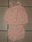 Hilary Duff Carters Baby Girls Sz 12 Months Peach Gauze 2 Pc Shirt   Shorts Set