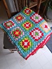Crochet Granny Square Blanket Afghan Throw Lap Blanket Approx 60  33  Blue Border