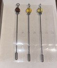Vintage Glass Beaded Cocktail Picks Olive Forks Mid Century Barware W Wood Case