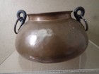  2  Vintage   Antique Copper Metal Bowl Planter Vase With Handles