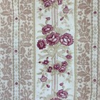 French Antique Curtain Heavyweight Cotton Floral Stripe Pink Carnation Fabric
