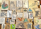 Huge Lot  10 Lbs  Vintage   Modern Wood Rubber Stamp 90 Lot 1997-2000 s Usa