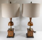 Mid-century Vintage Pair Of Funky Cool Traditional Table Lamps English Regency