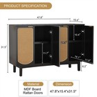 Buffet Cabinet Rattan Accent Storage Cabinet With 4 Doors And Shelf Kitchen Us