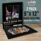 9 x12  Black Heavyweight Paper Spiral Bound Sketch Pad 140gsm 30 Sheets  2 Pads 