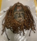 Vintage Tribal African Nicety Old Hand Carved Mask Hardness Wood Drawstring Hair