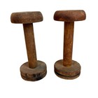 Vintage Textile Spools Wood Industrial Bobbin Large 5 5  Wooden Primitive Lot 2