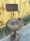 1900s New Britain Machine Co Drafting Stool Chair Wood Seat Industrial Bar Stool