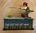 Vintage Fisherman Cast Iron Mechanical Bank Highly Collectible