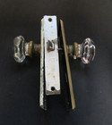 Pair 2-sets Vintage Antique Victorian Glass Door Knobs  W  Plates  Mortise Lock