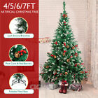 Christmas Tree Xmas Decoration 4 5 6 7ft Artificial Trees Snow Flocked W  Stand