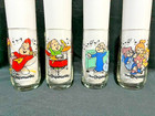 Set Of 4 Vintage Drinking Glasses Hardee   s Alvin   The Chipmunks 1985